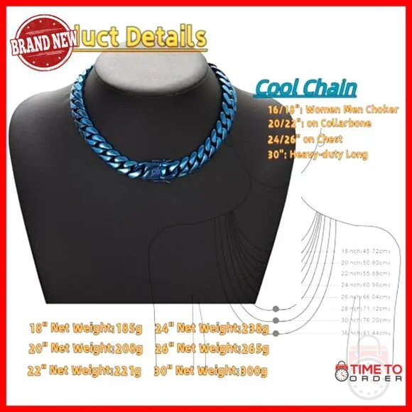 Stainless Steel Cuban Link Chain Necklace 18-30 Inch Hypoallergenic